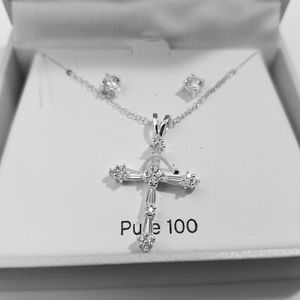 Belk Silverworks Cross Necklace + Earrings